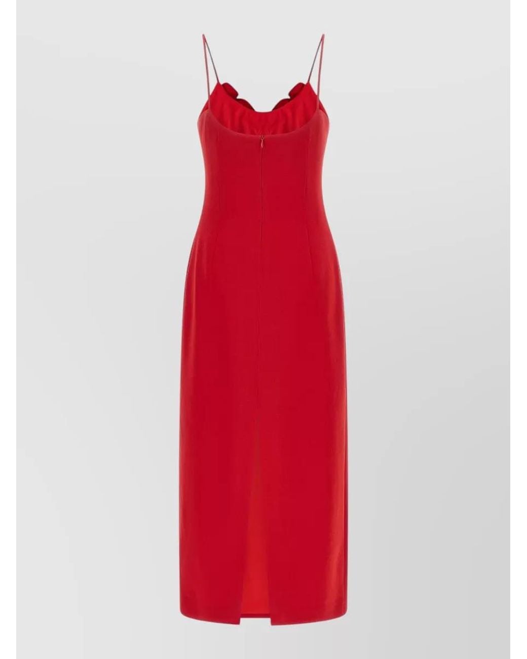Magda Butrym Red Wool-Blend Floral-Appliqué Midi Dress