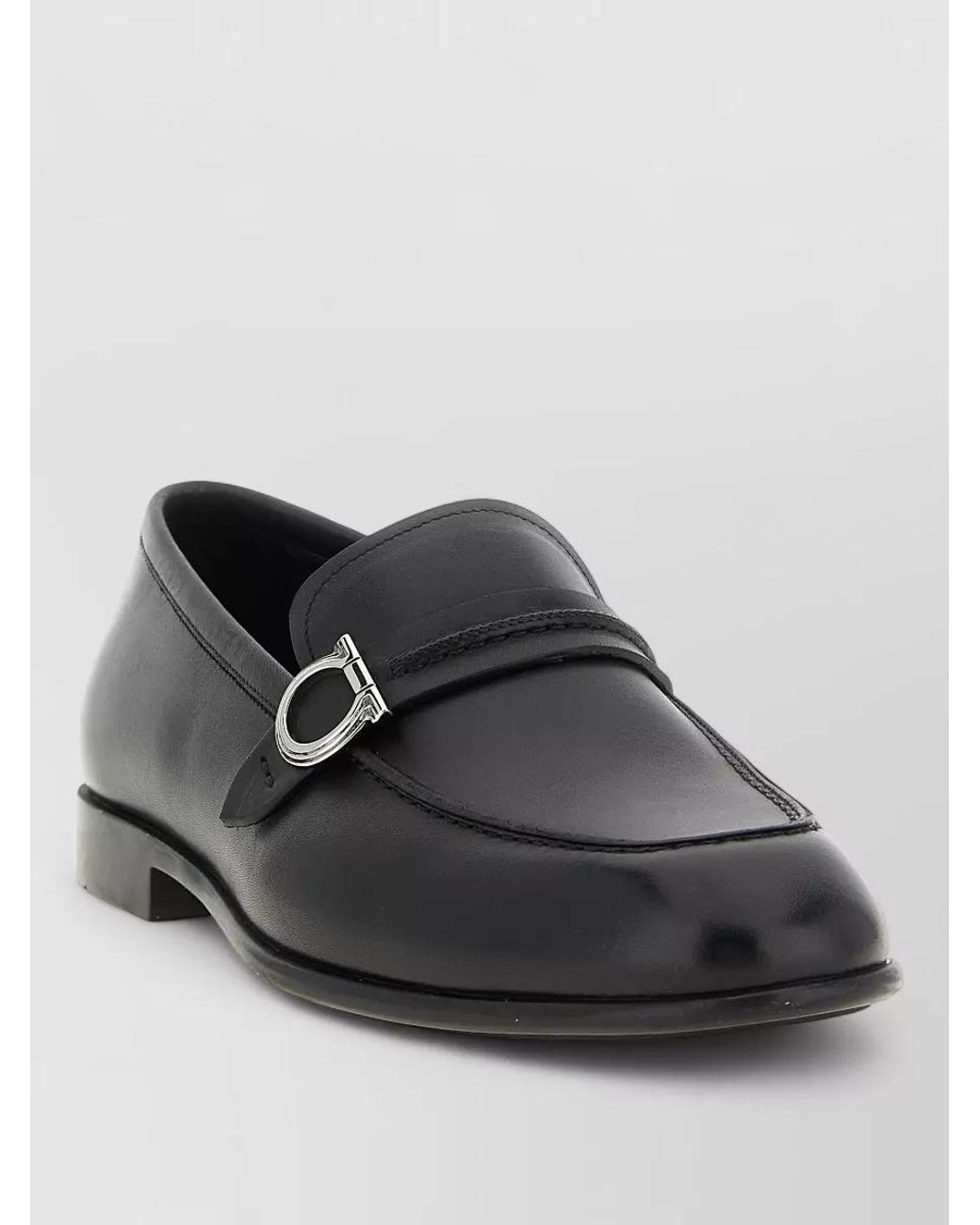 Ferragamo Black Leather Monk Shoes for men