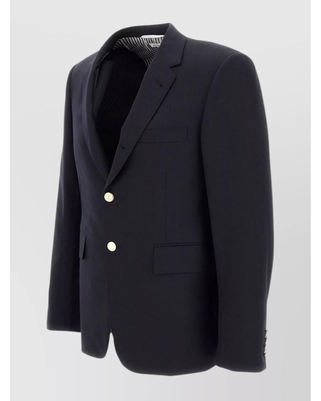 Thom Browne Blue Wool Blazer With Notch Lapels And Back Vents for men