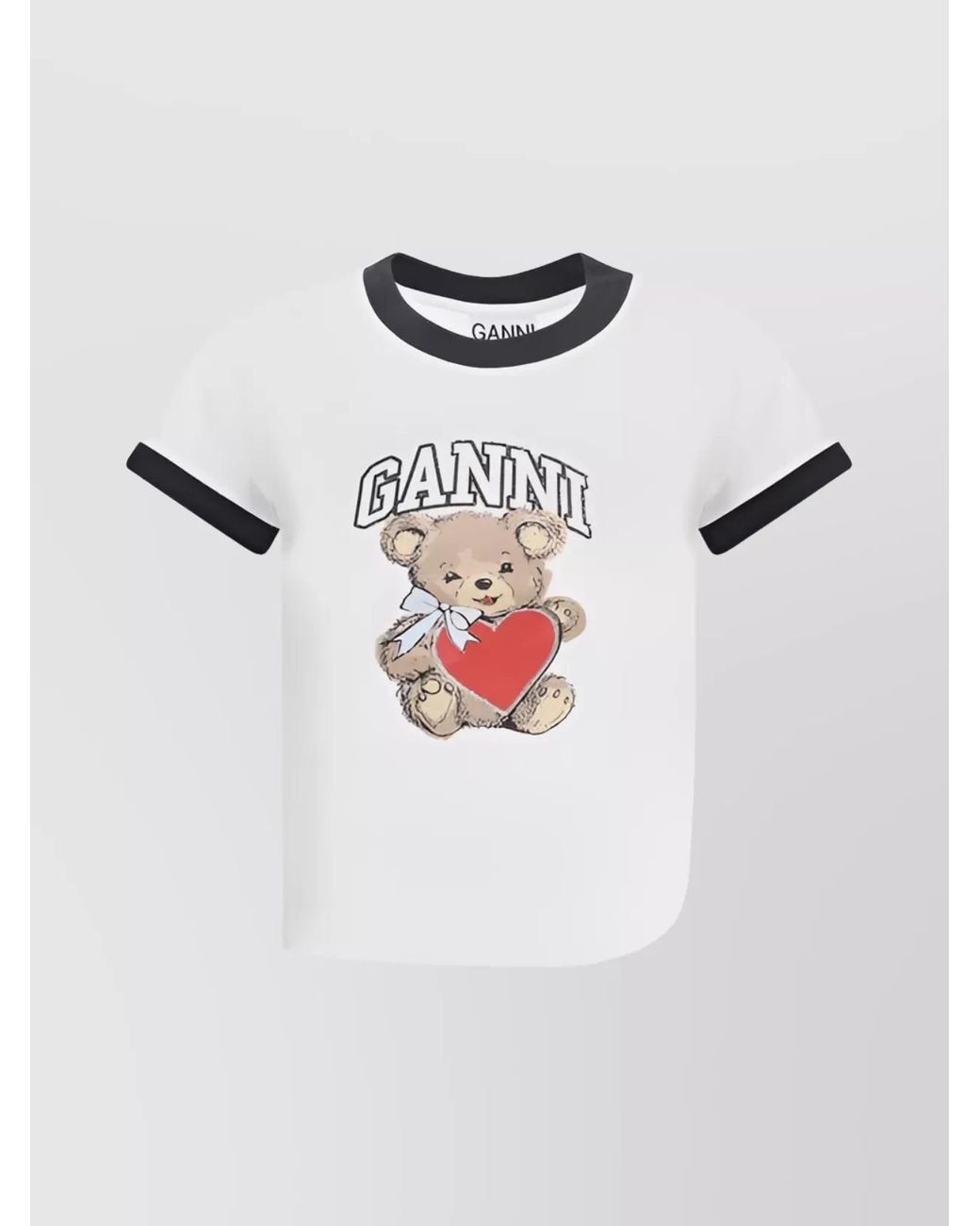 Ganni Multicolor Bear Print Organic Cotton T-Shirt
