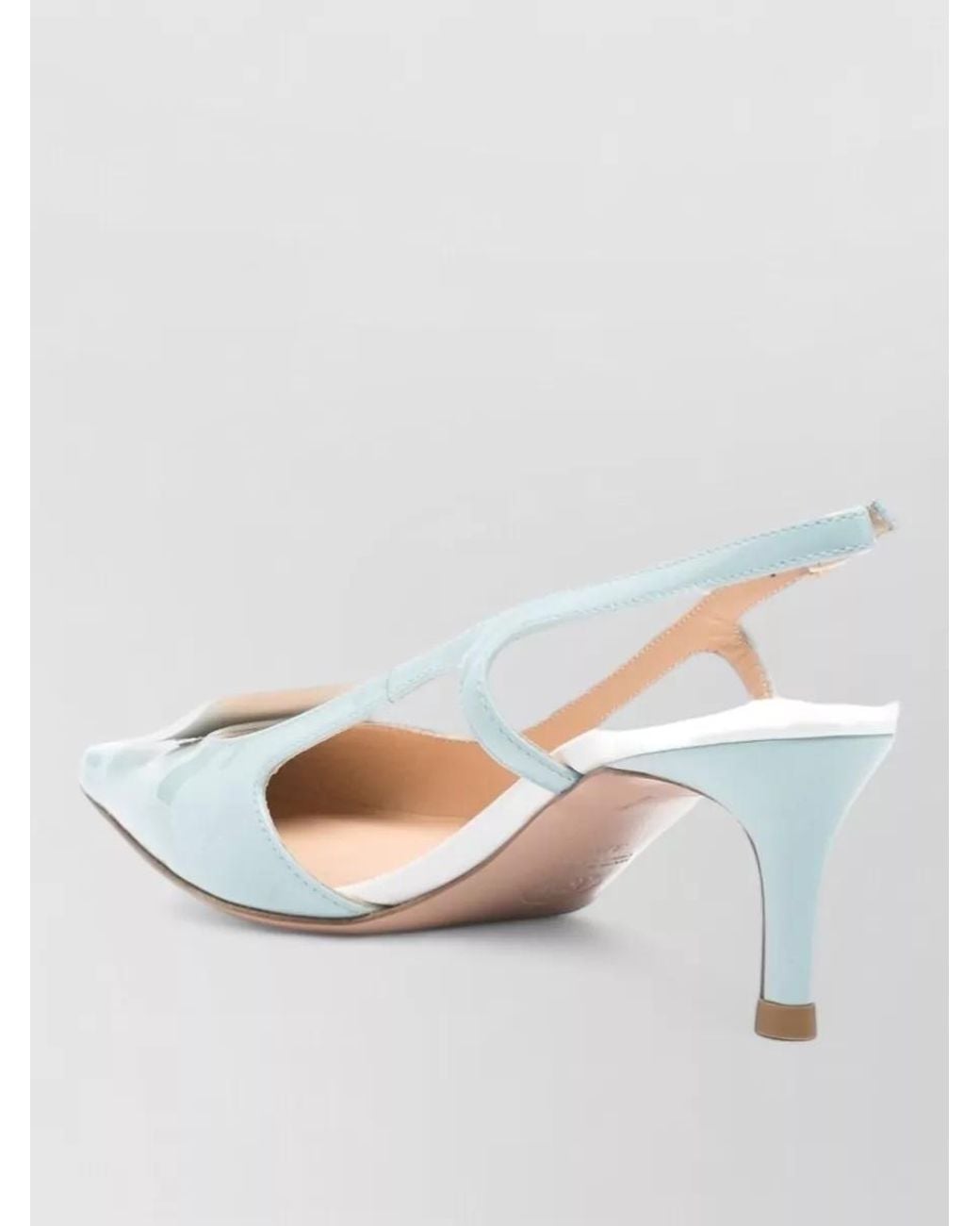 Roberto Festa White Leather Square-Toe Slingback Pumps