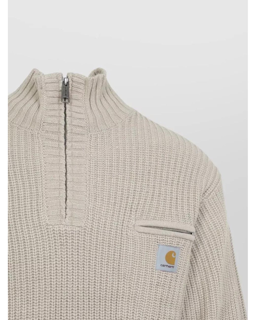 Carhartt Gray Ribbed Half Zip Sweater for men