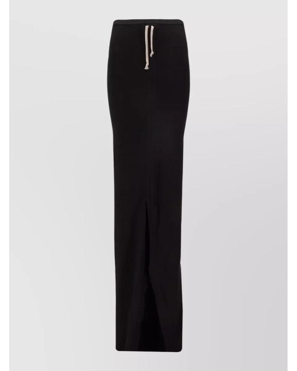 Rick Owens Black Cotton Soft Edfu Long Straight Skirt