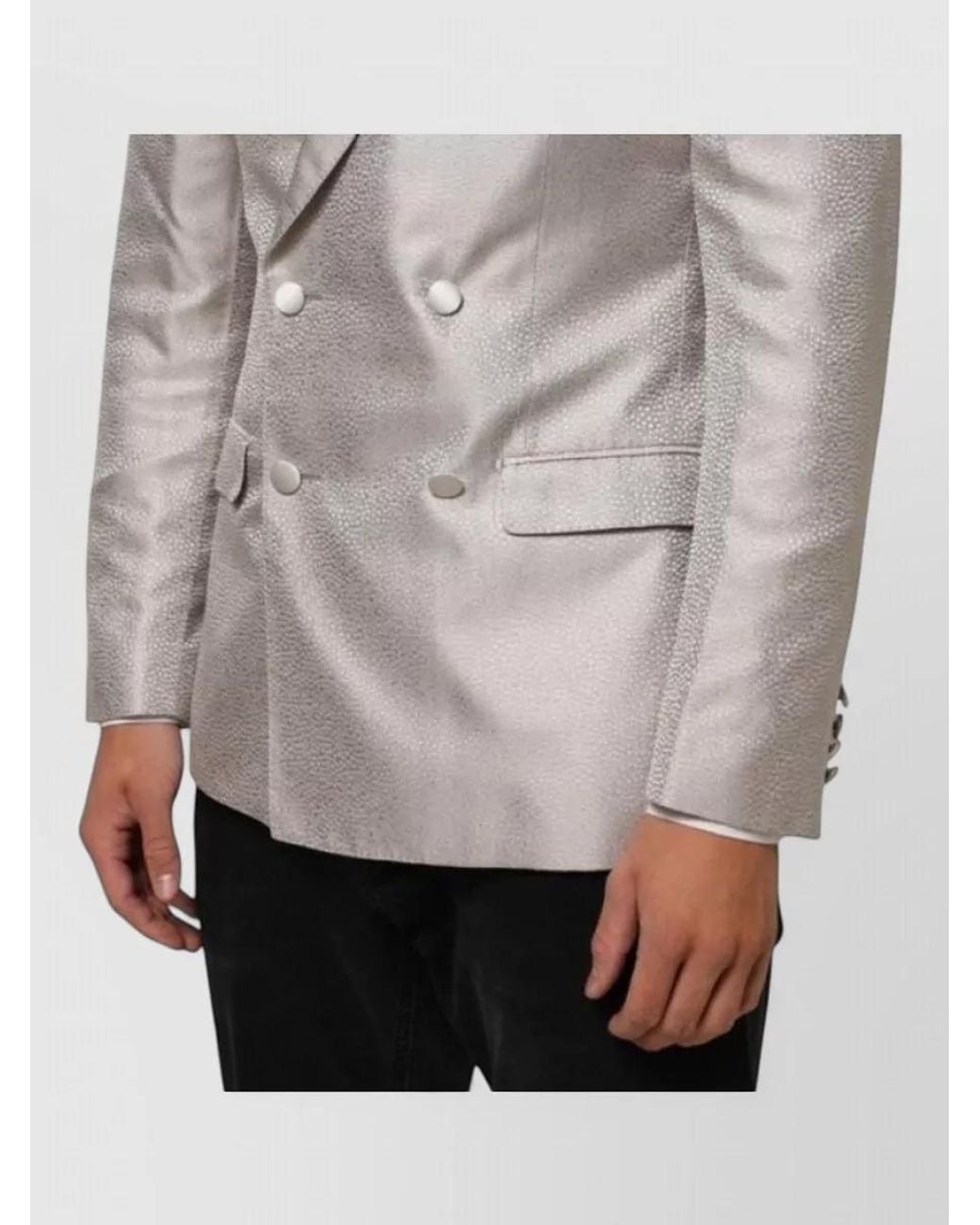 Dolce & Gabbana White Silk Martini Double-Breasted Blazer for men