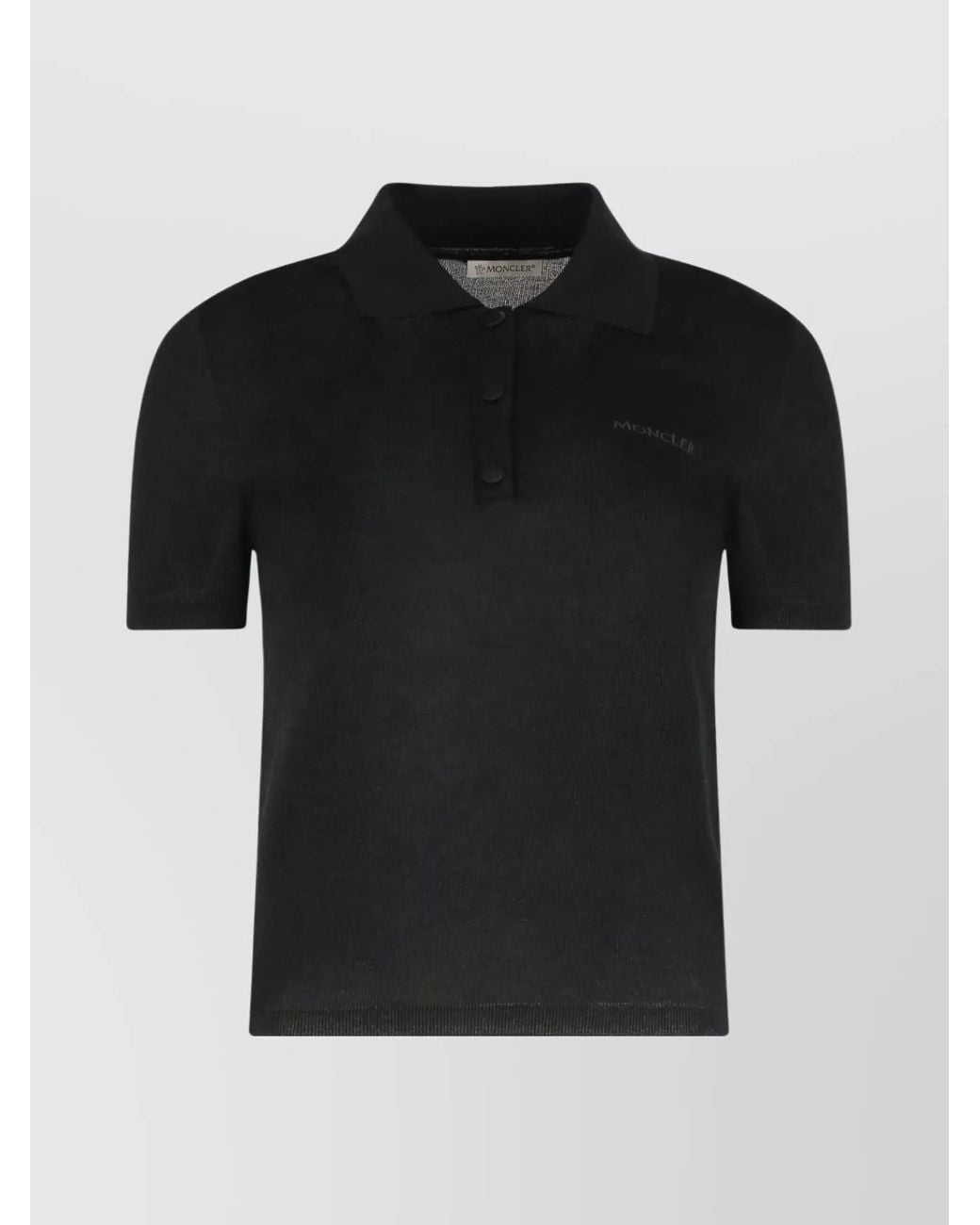 Moncler Black Ribbed Knit Polo Top