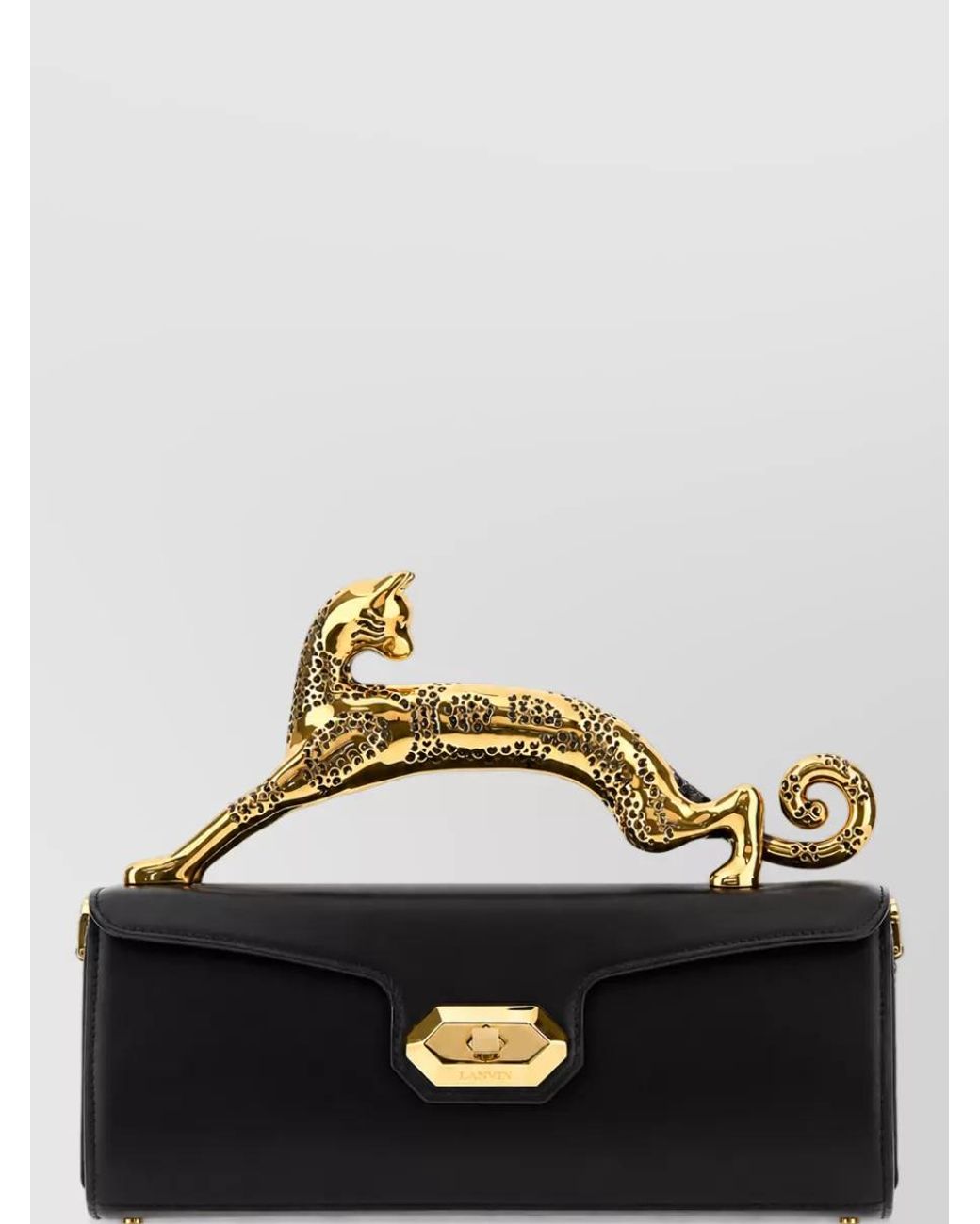 Lanvin Black Cat Leather Clutch Bag