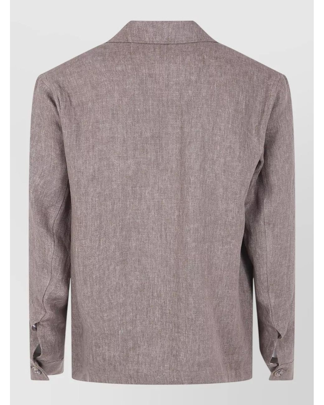 Barba Napoli Gray Linen Single-Breasted Coat for men
