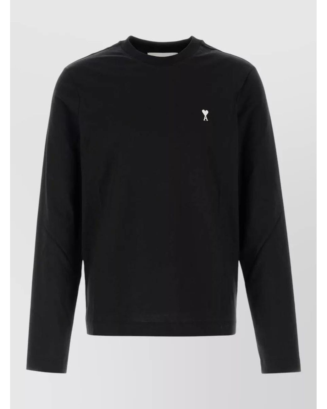 AMI Black Cotton Short Sleeve T-Shirt for men