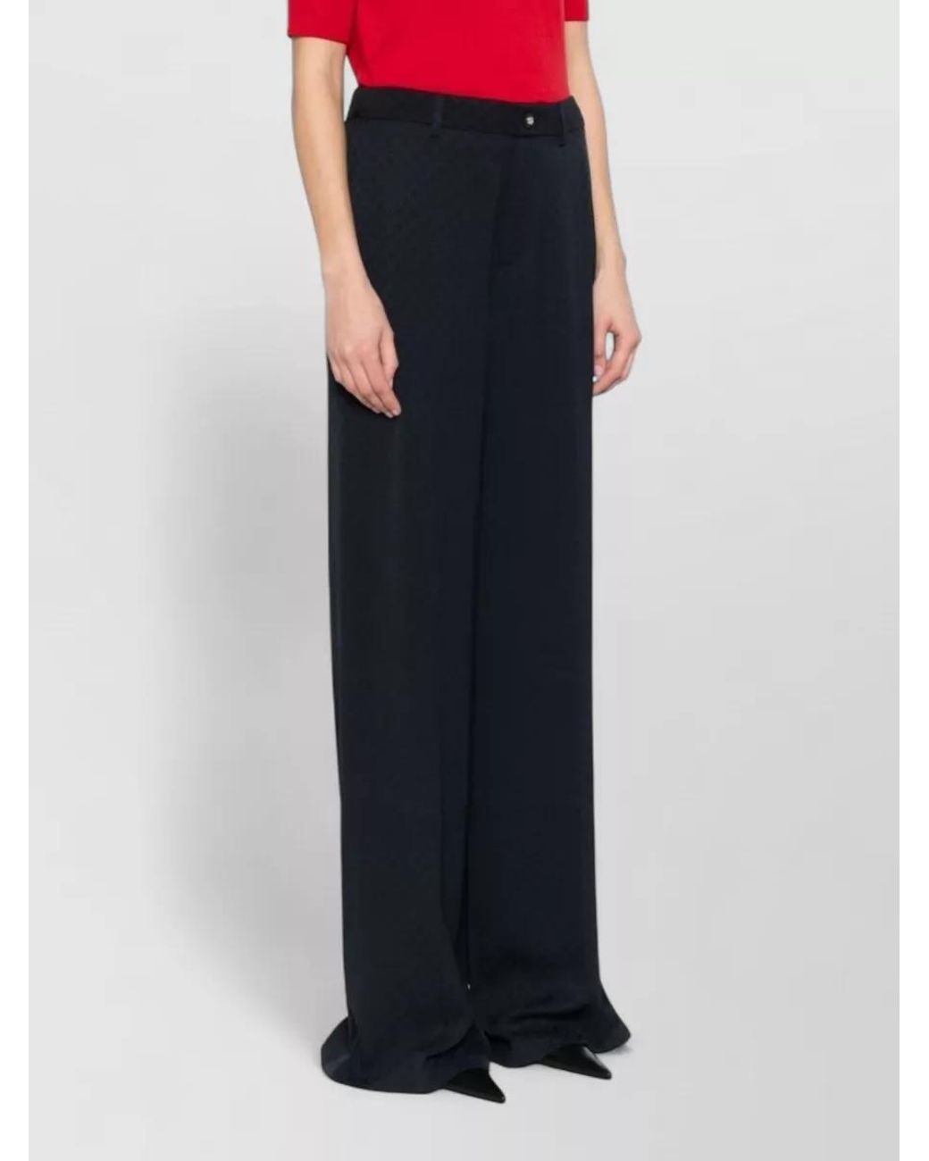 Gucci Blue Silk Blend Diamond-Jacquard Wide-Leg Trousers