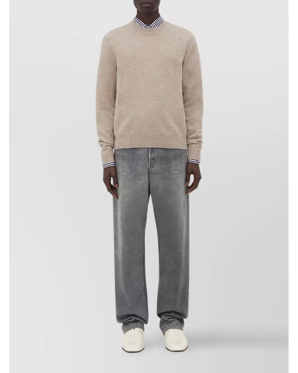 Bottega Veneta Natural Cashmere Crew Neck Jumper for men