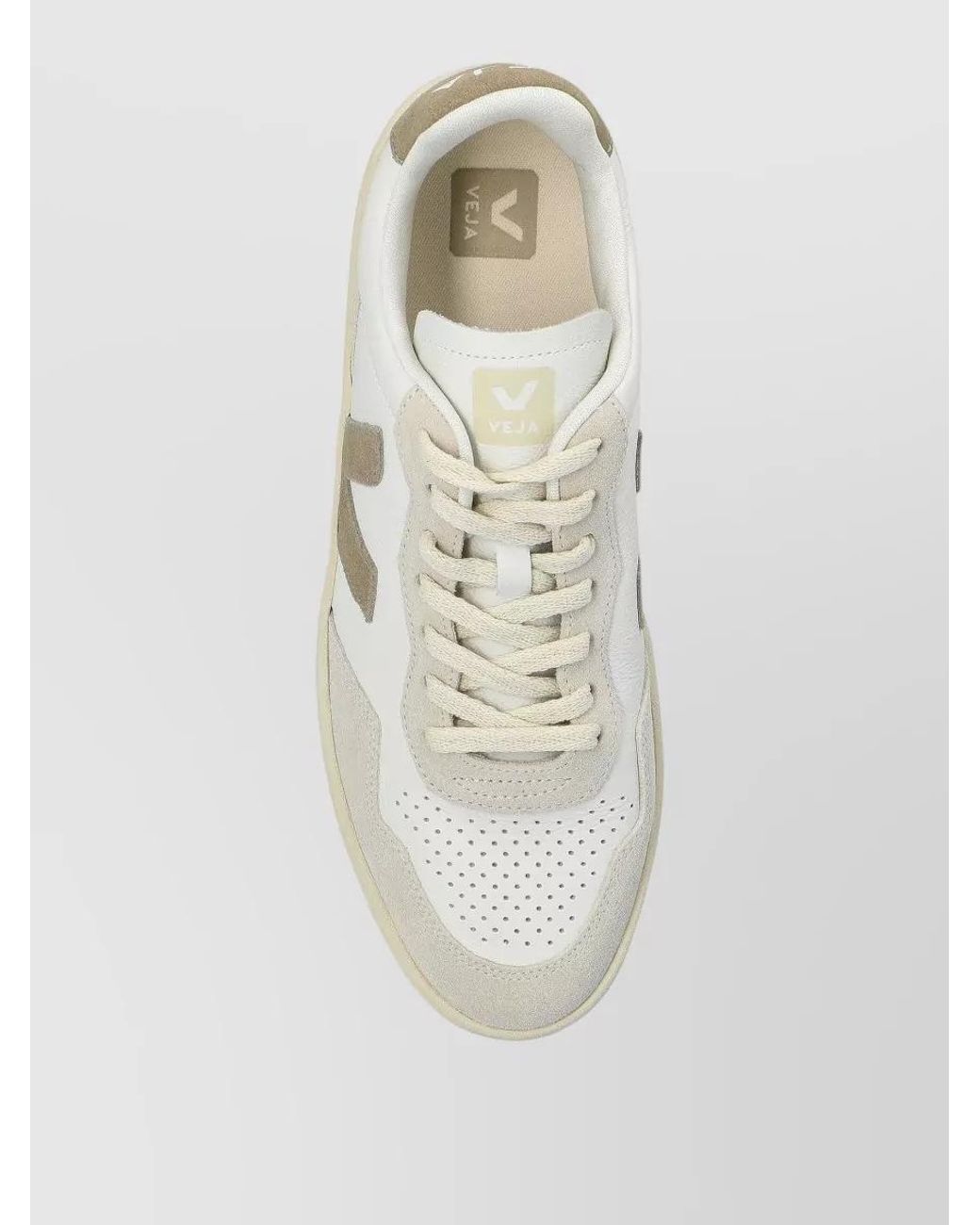 Veja White Leather Lace-Up Sneakers for men
