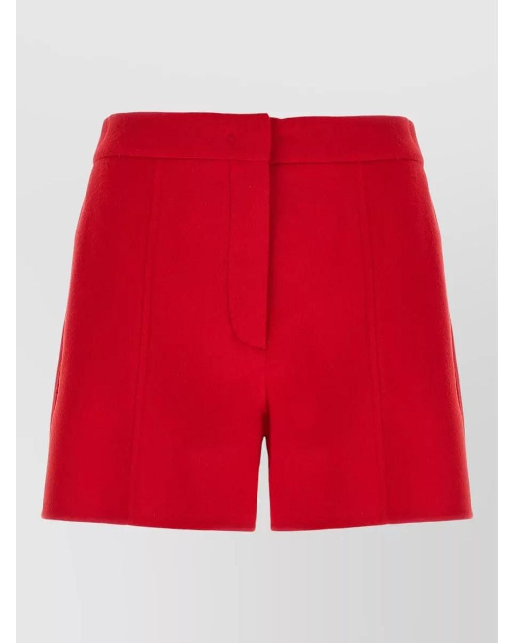 Sportmax Red Virgin Wool Low-Rise Cropped Shorts