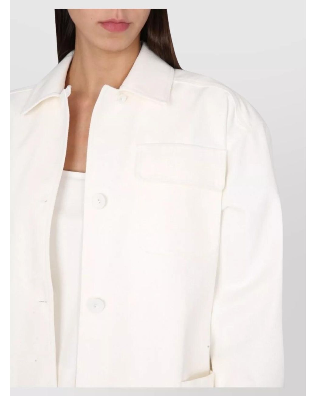 Max Mara White Cotton Fitted Jacket