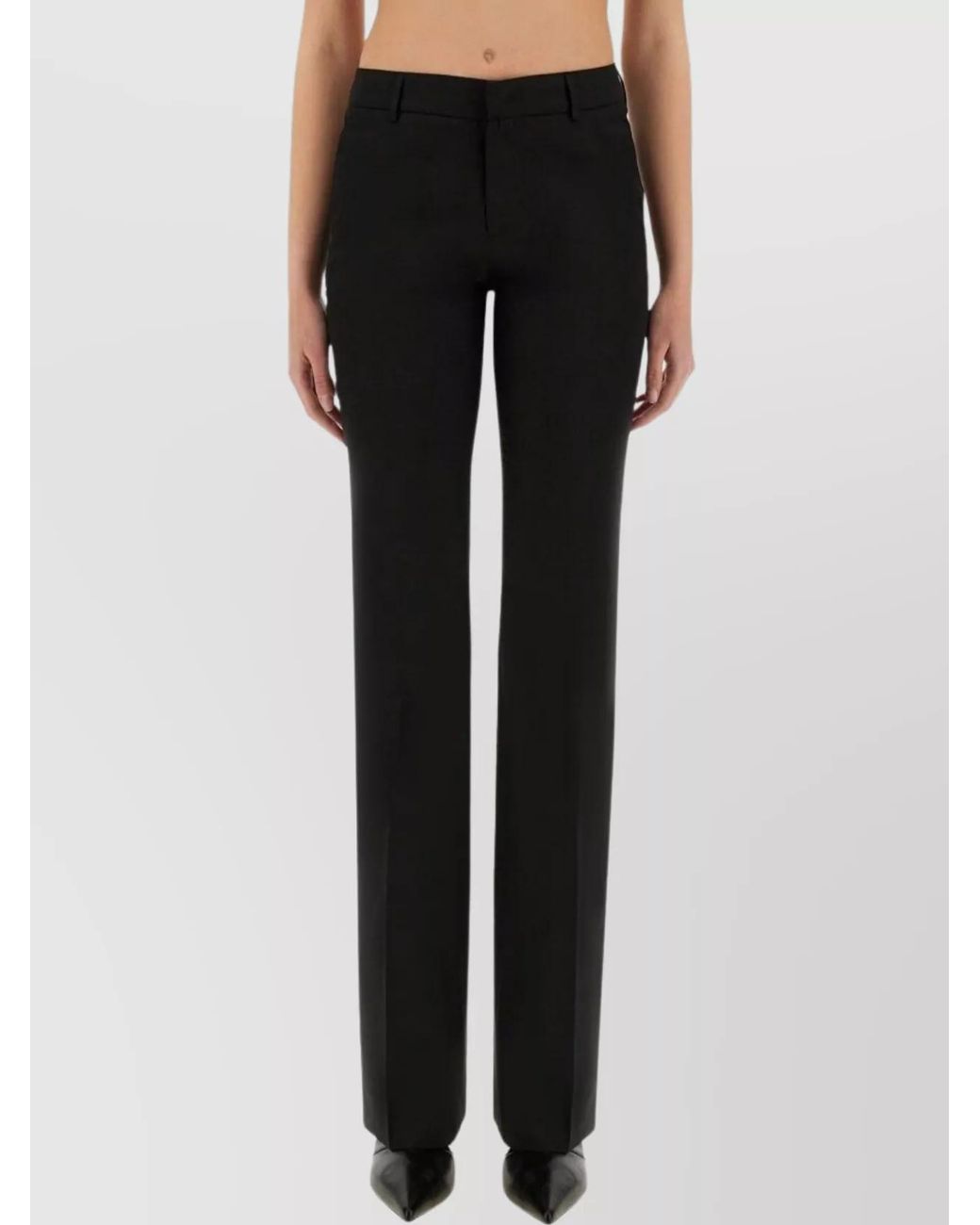 PT Torino Black Silk Blend Flared Trousers