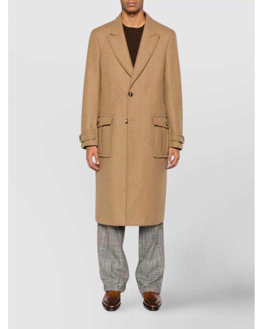 Etro Natural Single-Breasted Coat for men