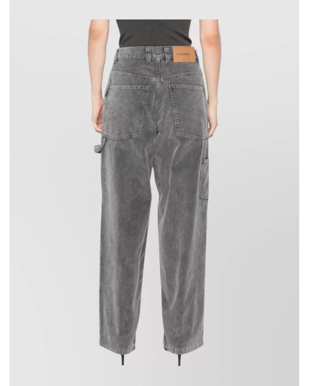 Haikure Gray Corduroy Straight-Leg Trousers