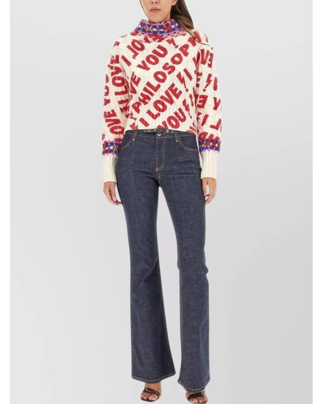 Philosophy Blue Wool High Neck Jumper