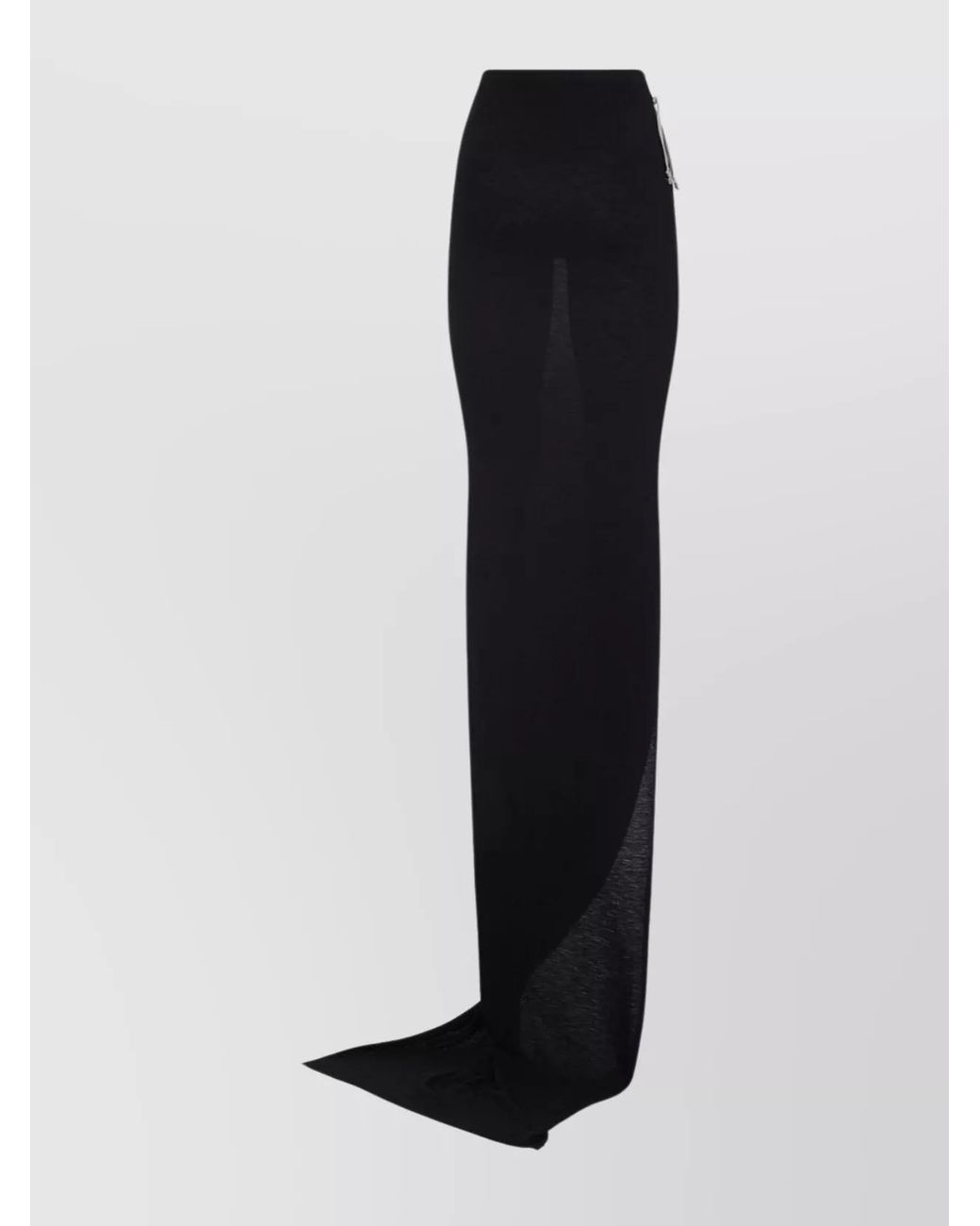 Rick Owens Black Wool Side-Slit Fitted Skirt