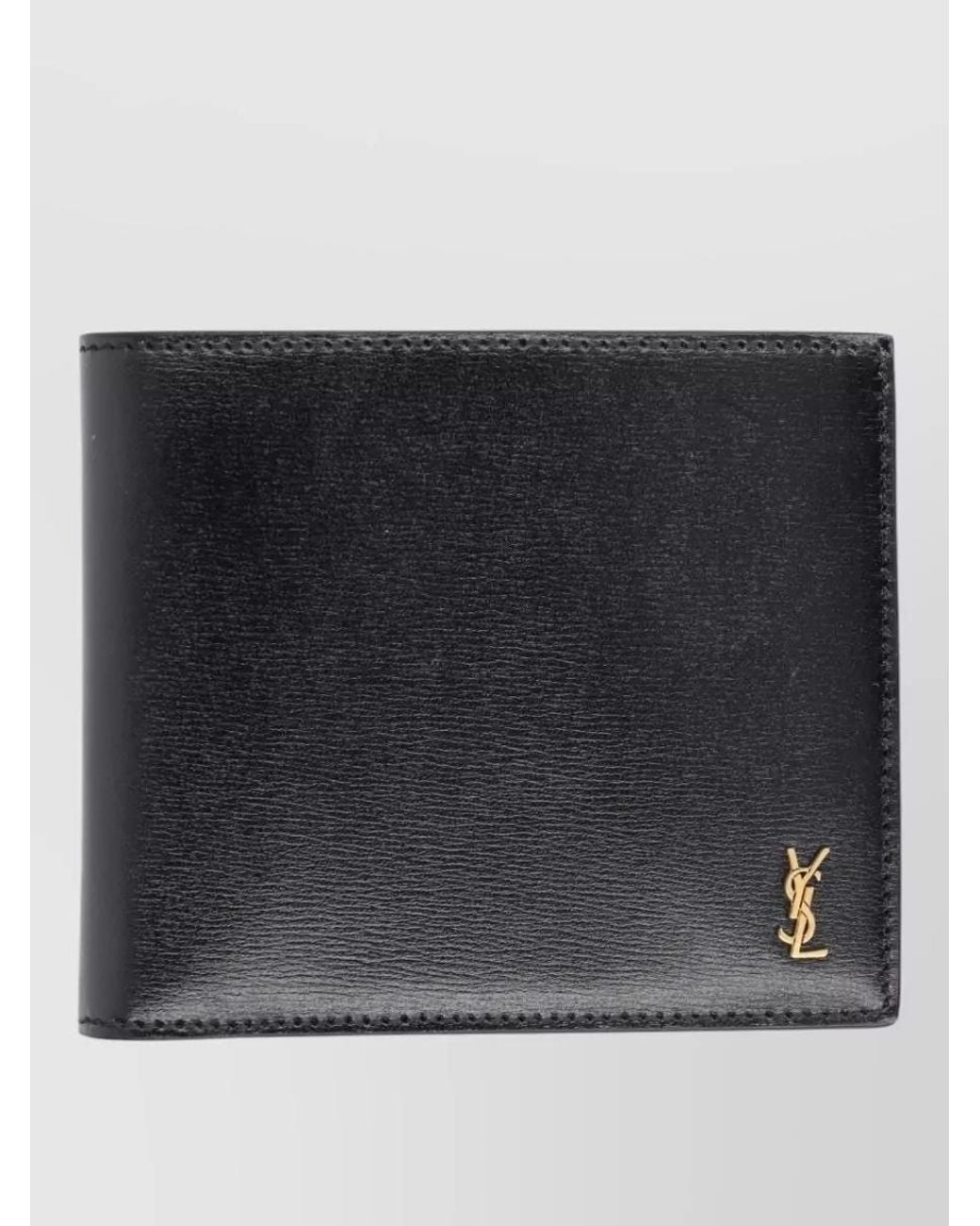 Saint Laurent Black Calf Leather Cassandre Small Wallet for men