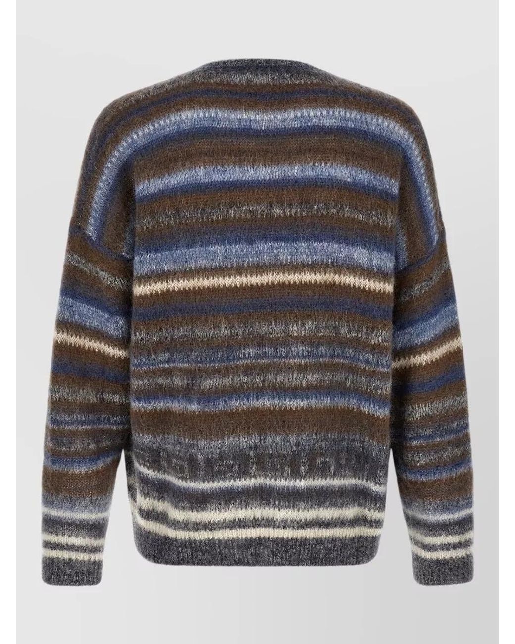 Isabel Marant Gray Wool Striped Oversized Crew Neck Sweater for men