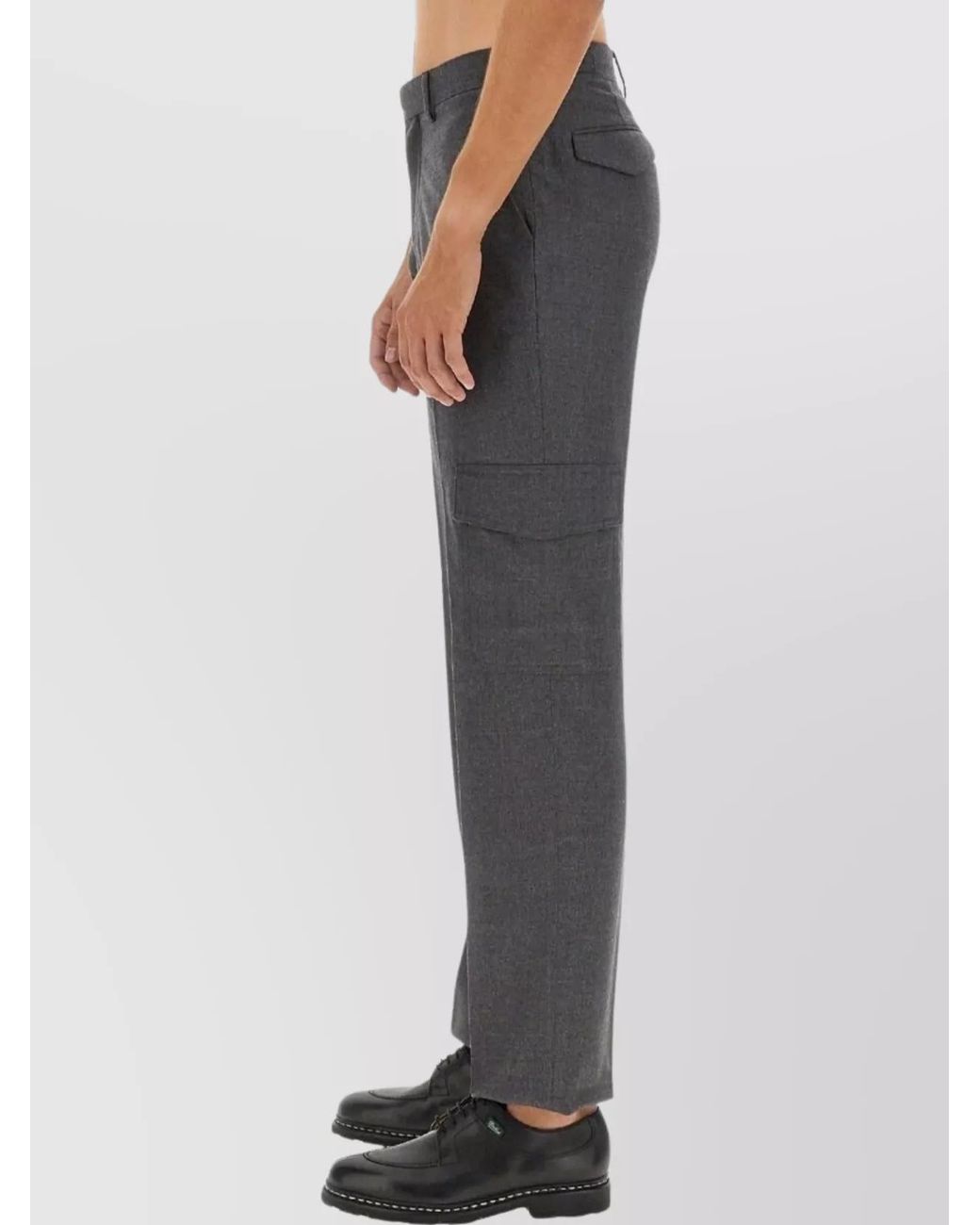 Lardini Gray Wool Straight-Leg Trousers for men