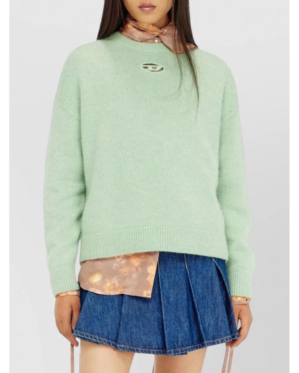 DIESEL Green Wool-Blend Cutout Sweatshirt