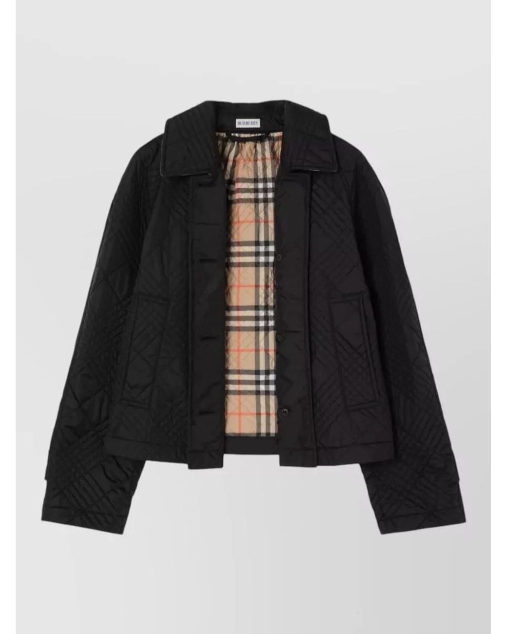 Burberry Black Nylon Cropped Quilted Single-Breasted Jacket