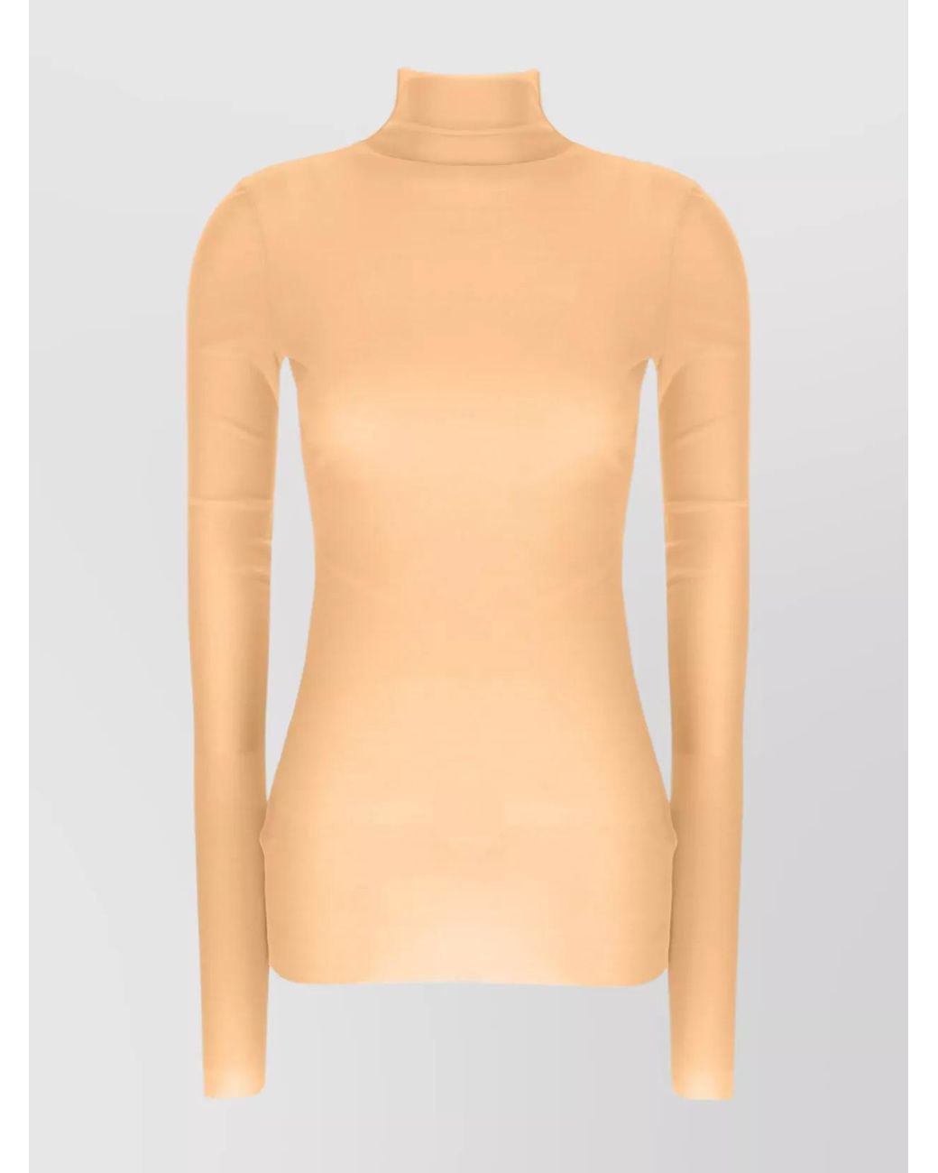 Jil Sander Natural Silk Turtleneck Long-Sleeve Top
