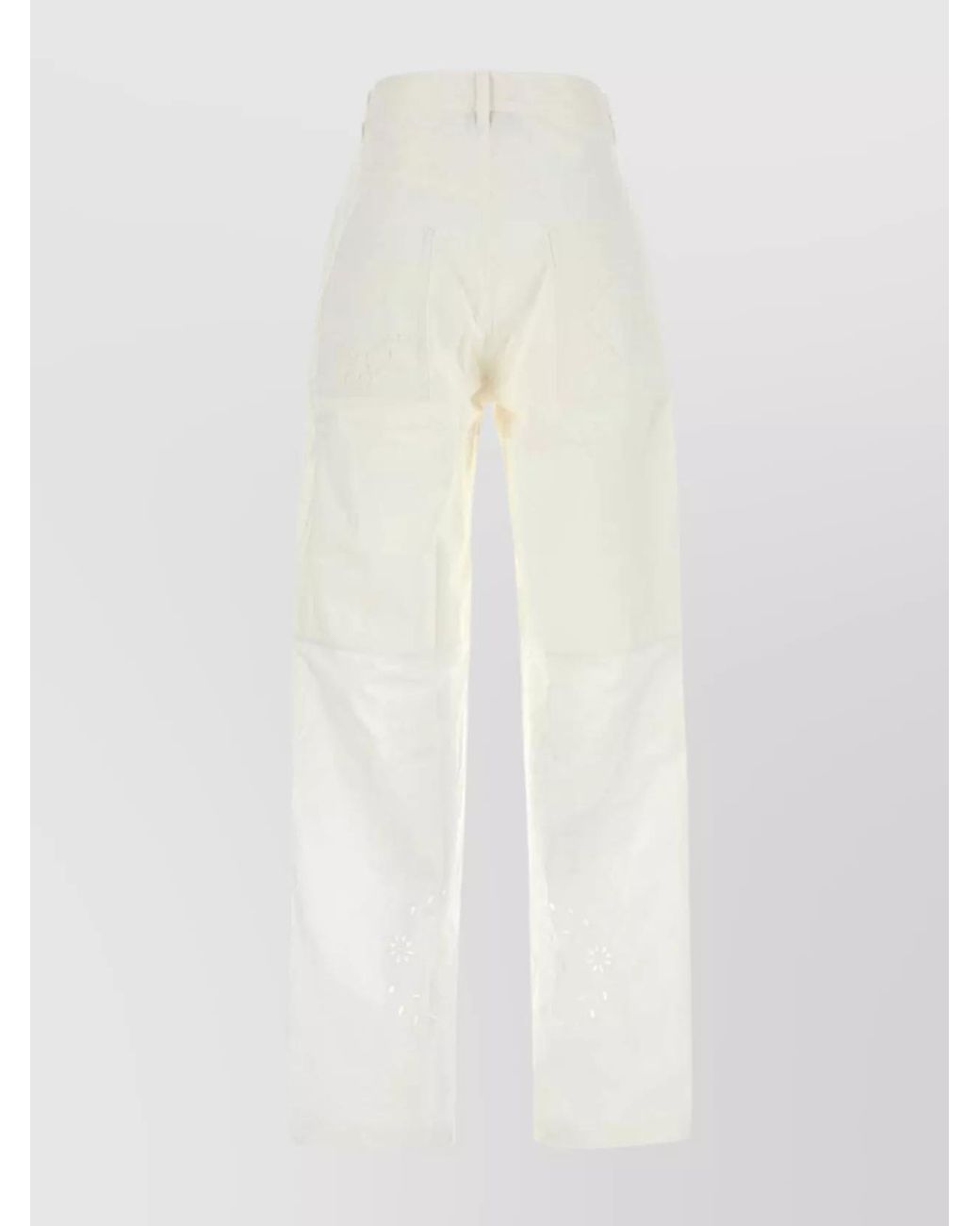 MARINE SERRE White Upcycled Cotton Straight-Leg Trousers