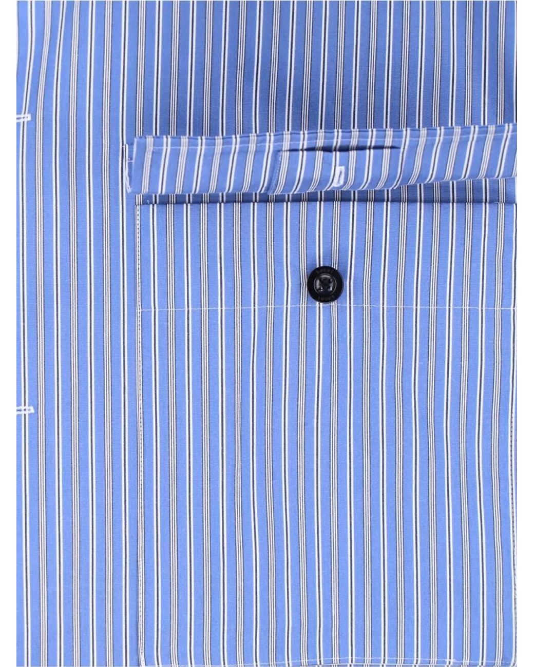 Sacai Blue Striped Short-Sleeve Shirt for men