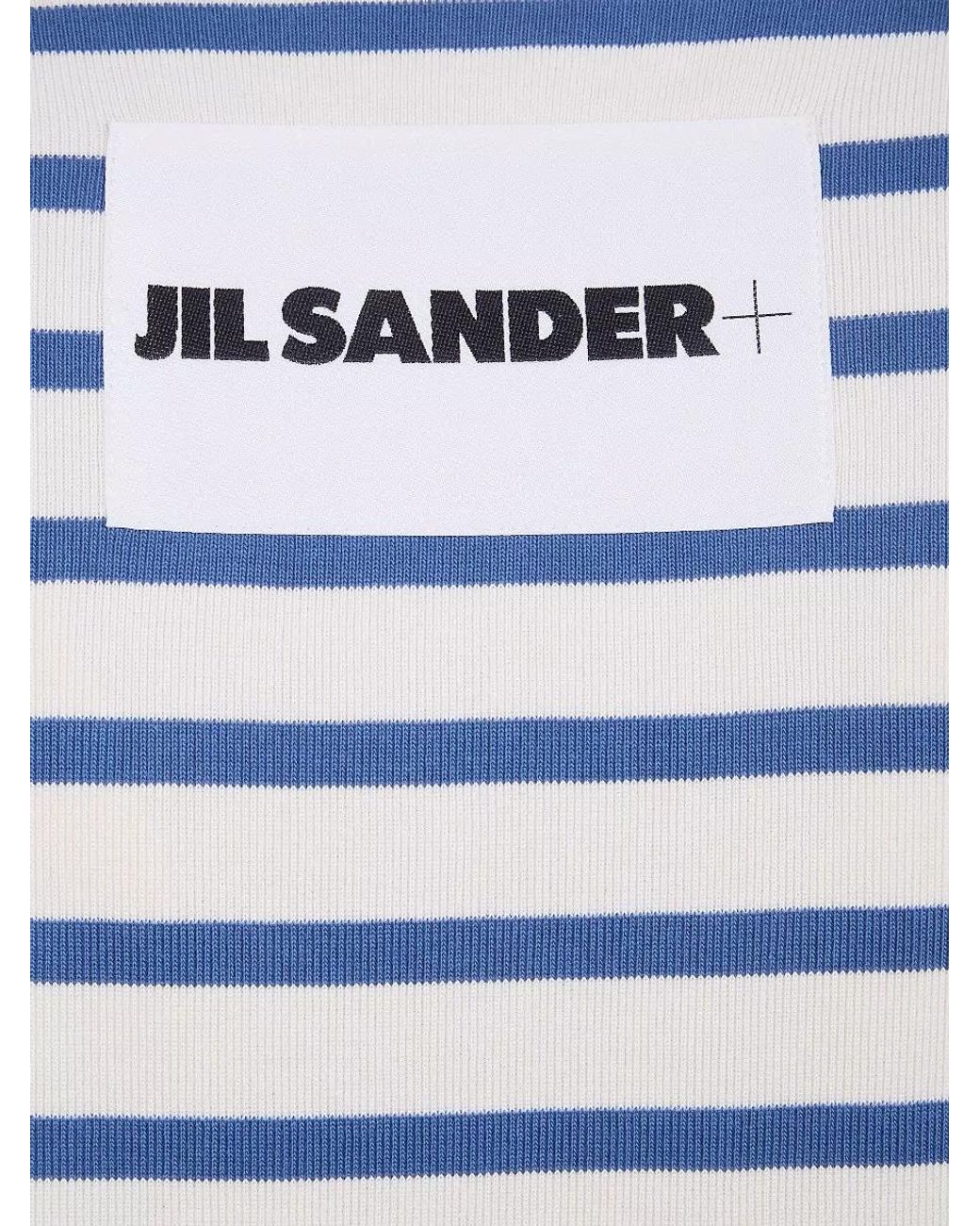 Jil Sander Blue Striped Short-Sleeve Cotton T-Shirt