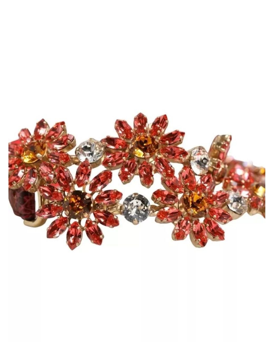 Dolce & Gabbana Red Crystal Embellished Leather Waist Belt