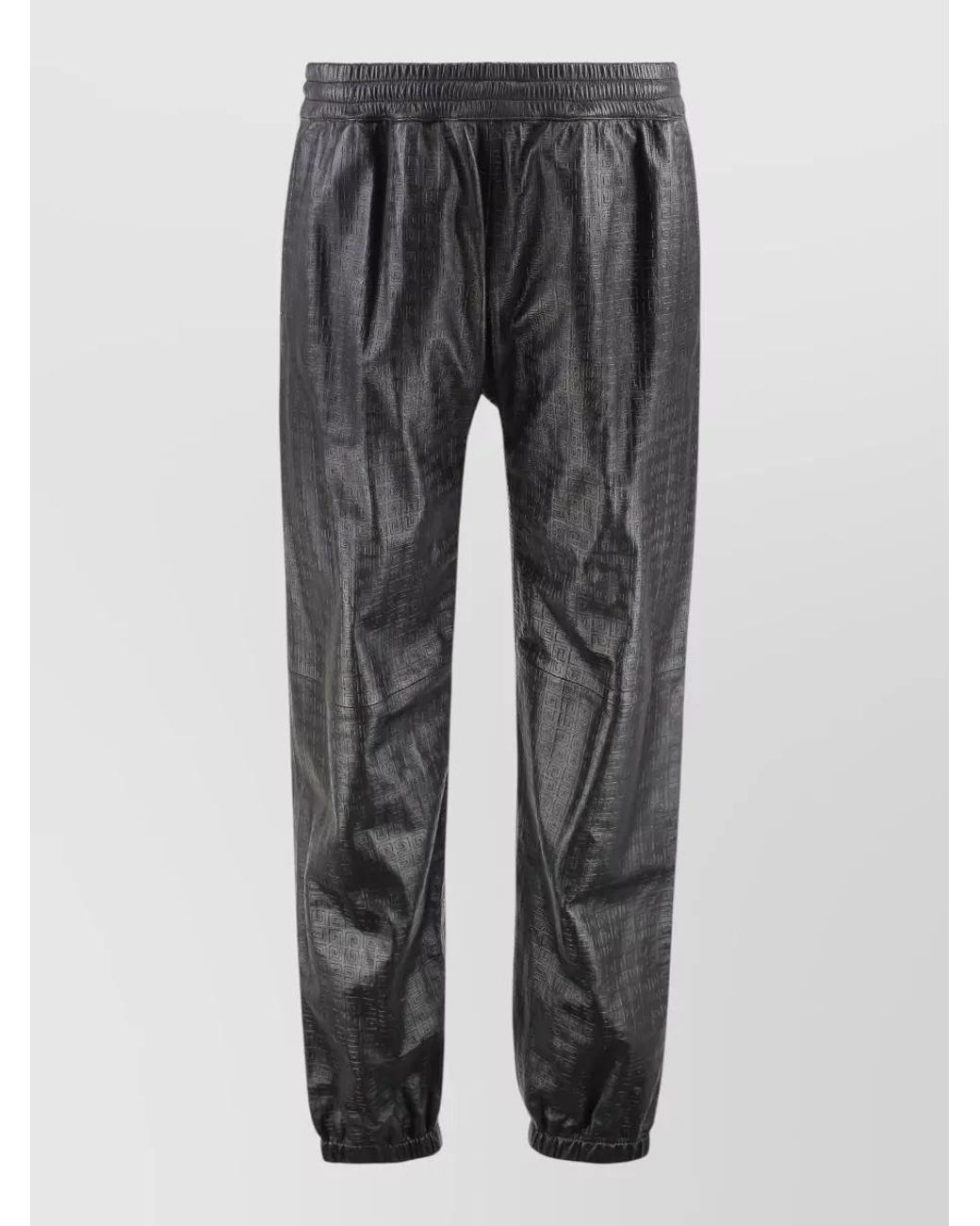 Givenchy Gray Lamb Leather Elasticated-Cuff Loose-Fit Trousers for men