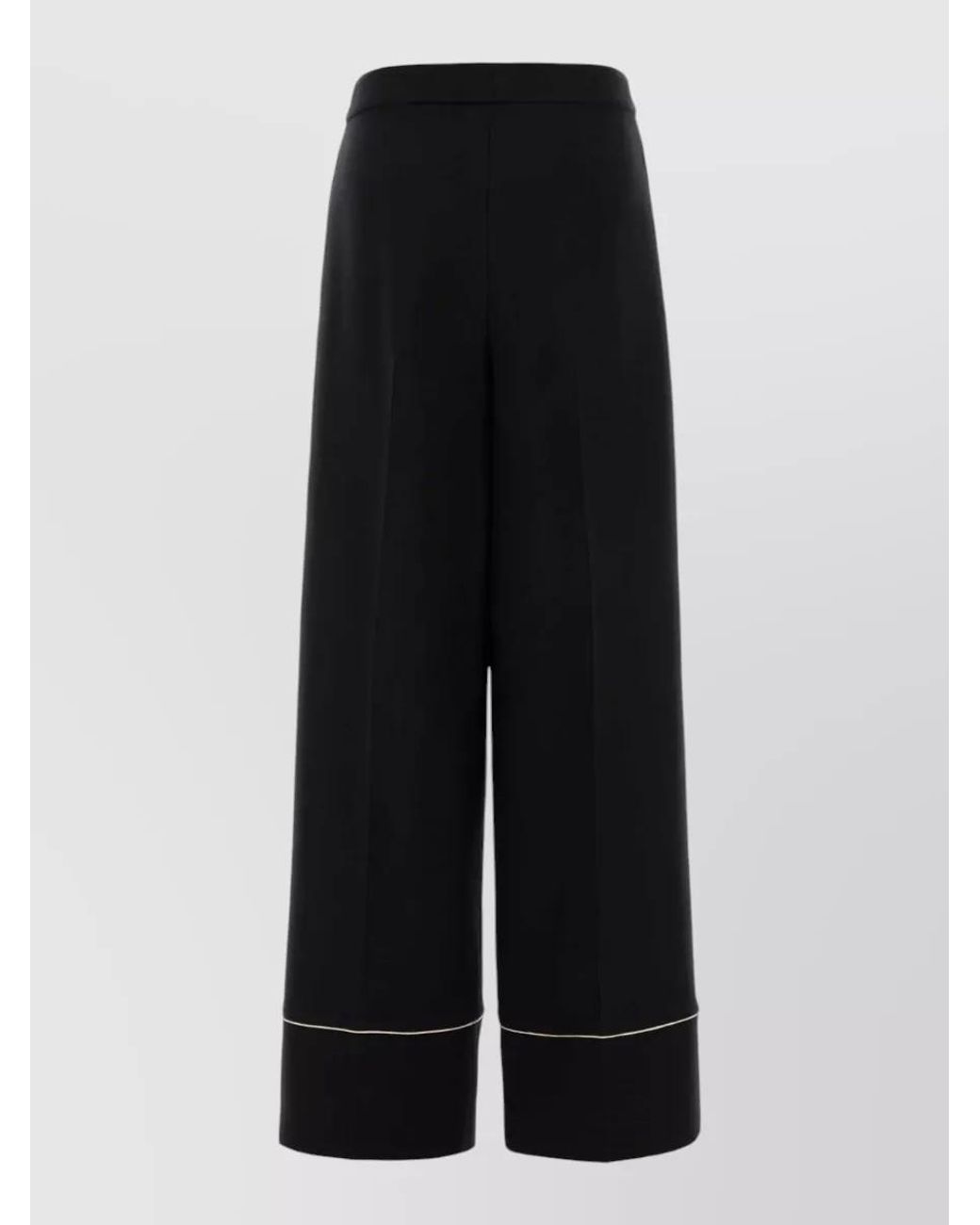 Fendi Black Silk Blend Wide-Leg Trousers