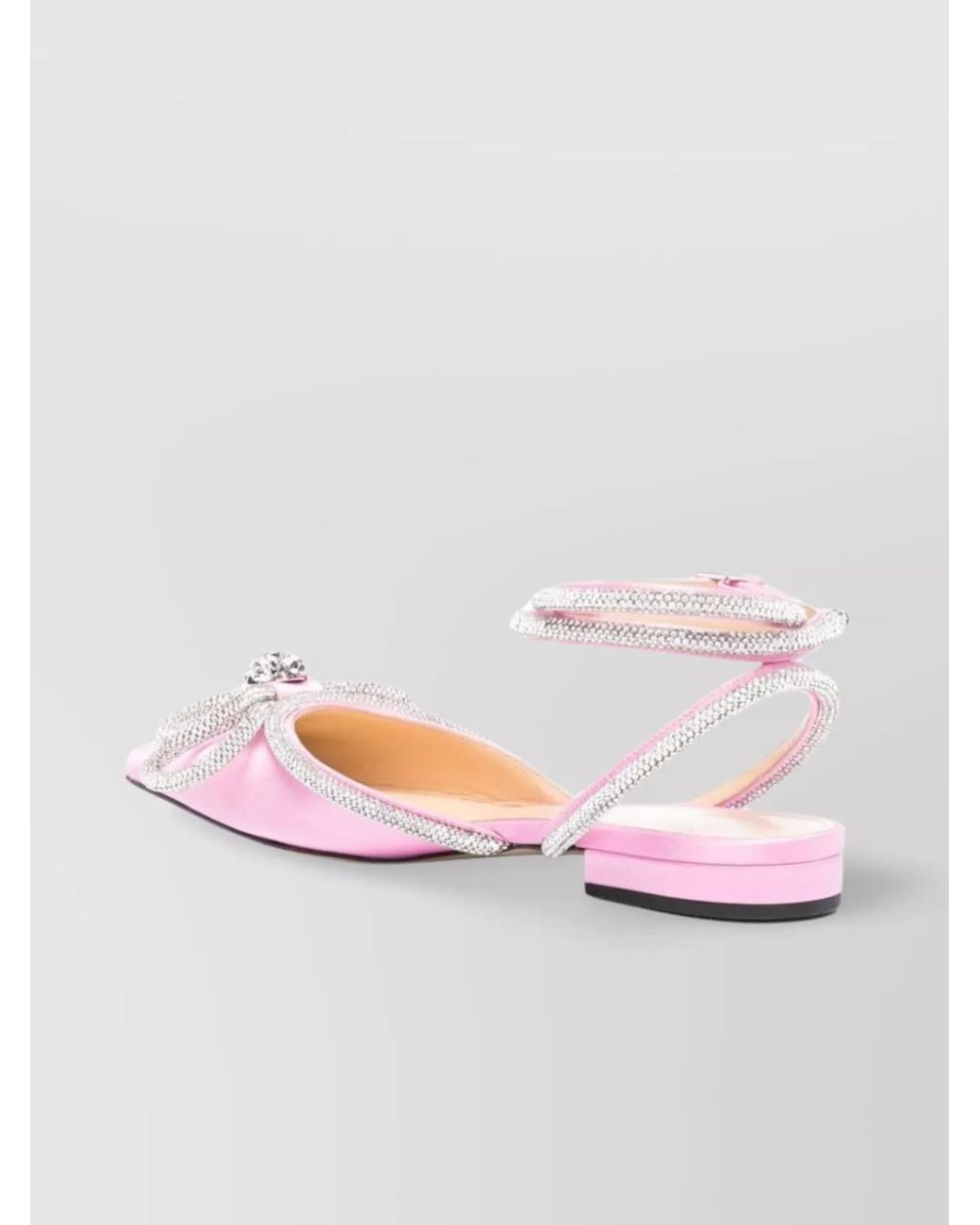 Mach & Mach Pink Crystal Embellished Satin Slingback Ballerina Shoes
