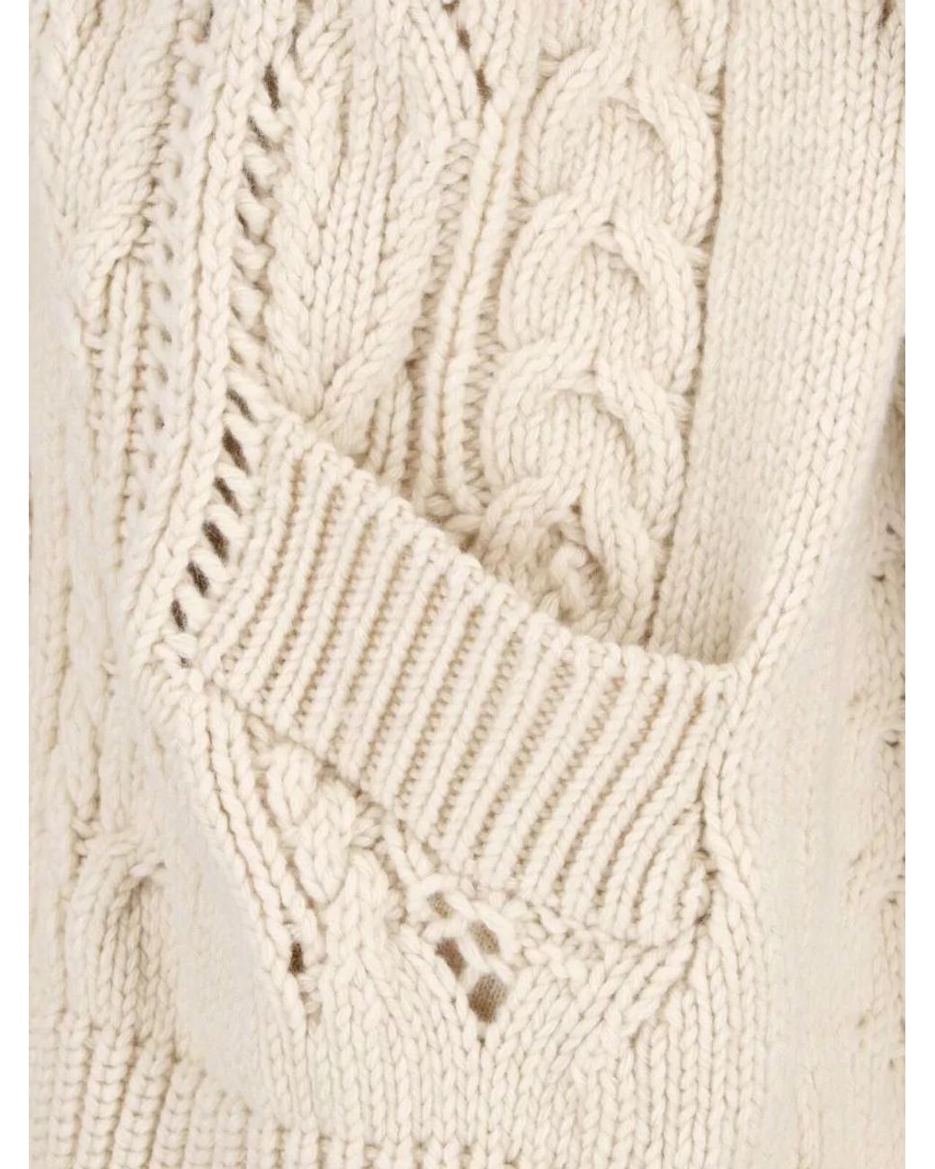Ermanno Scervino Natural Virgin Wool V-Neck Long-Sleeve Cardigan