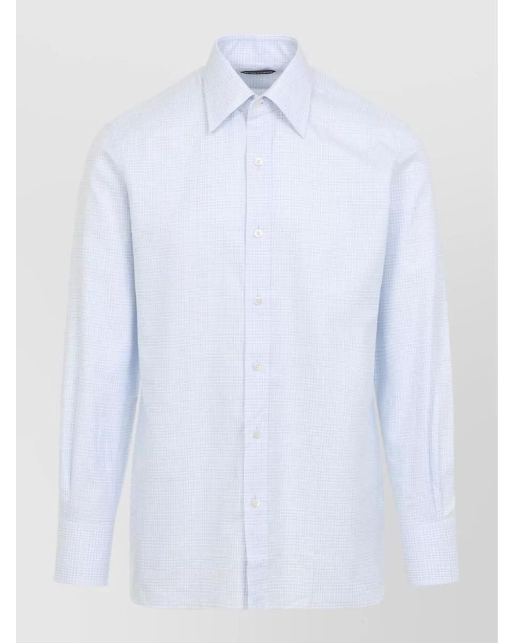 Tom Ford White Cotton Checked Long-Sleeve Shirt for men