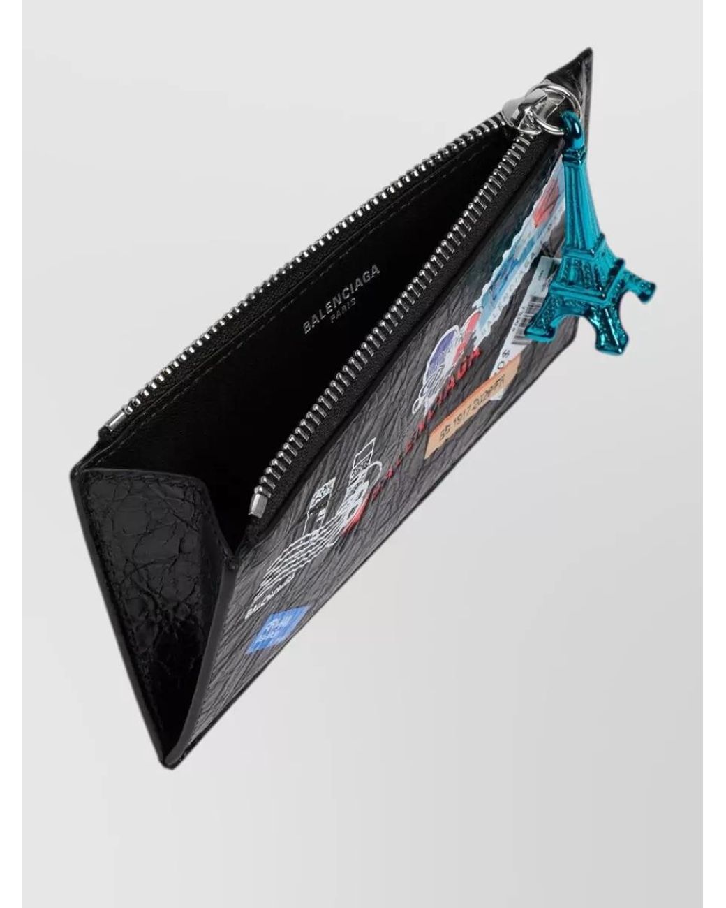 Balenciaga Blue Leather Long Coin And Card Holder Wallet for men