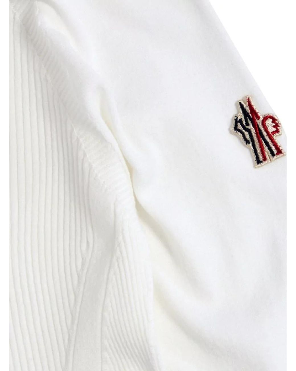 Moncler White Ribbed Slim-Fit Crew-Neck Jumper