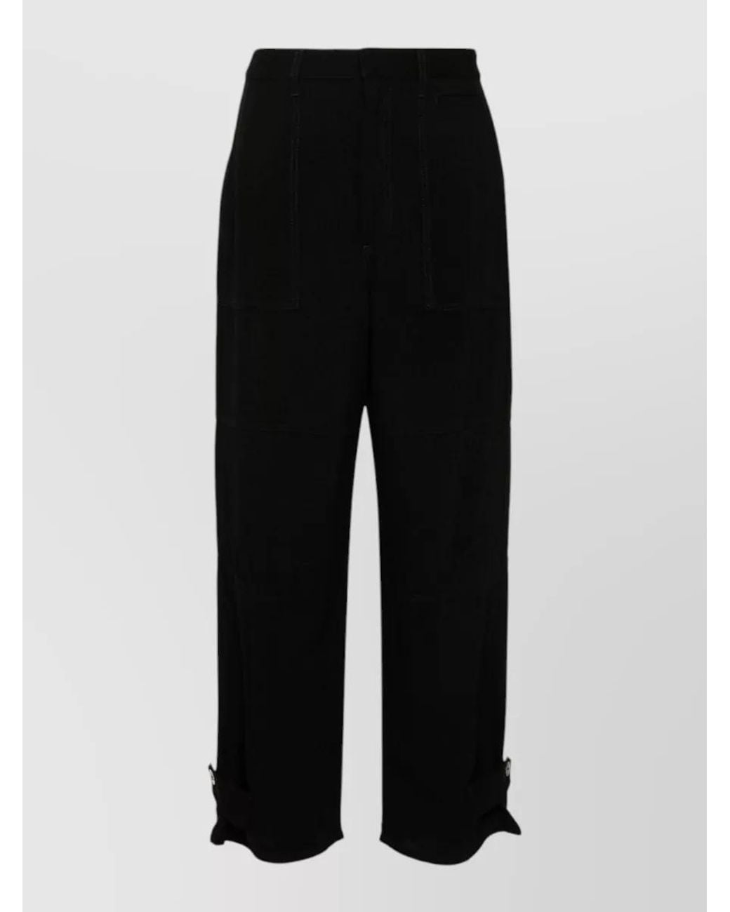 Loewe Black Linen Blend Cargo Wide-Leg Trousers