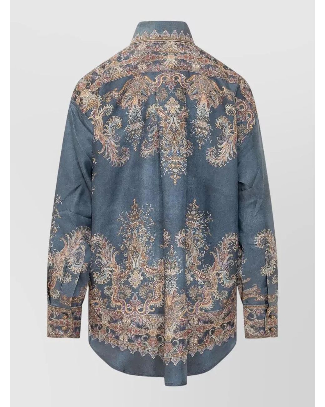 Zimmermann Blue Silk Printed Long-Sleeve Shirt