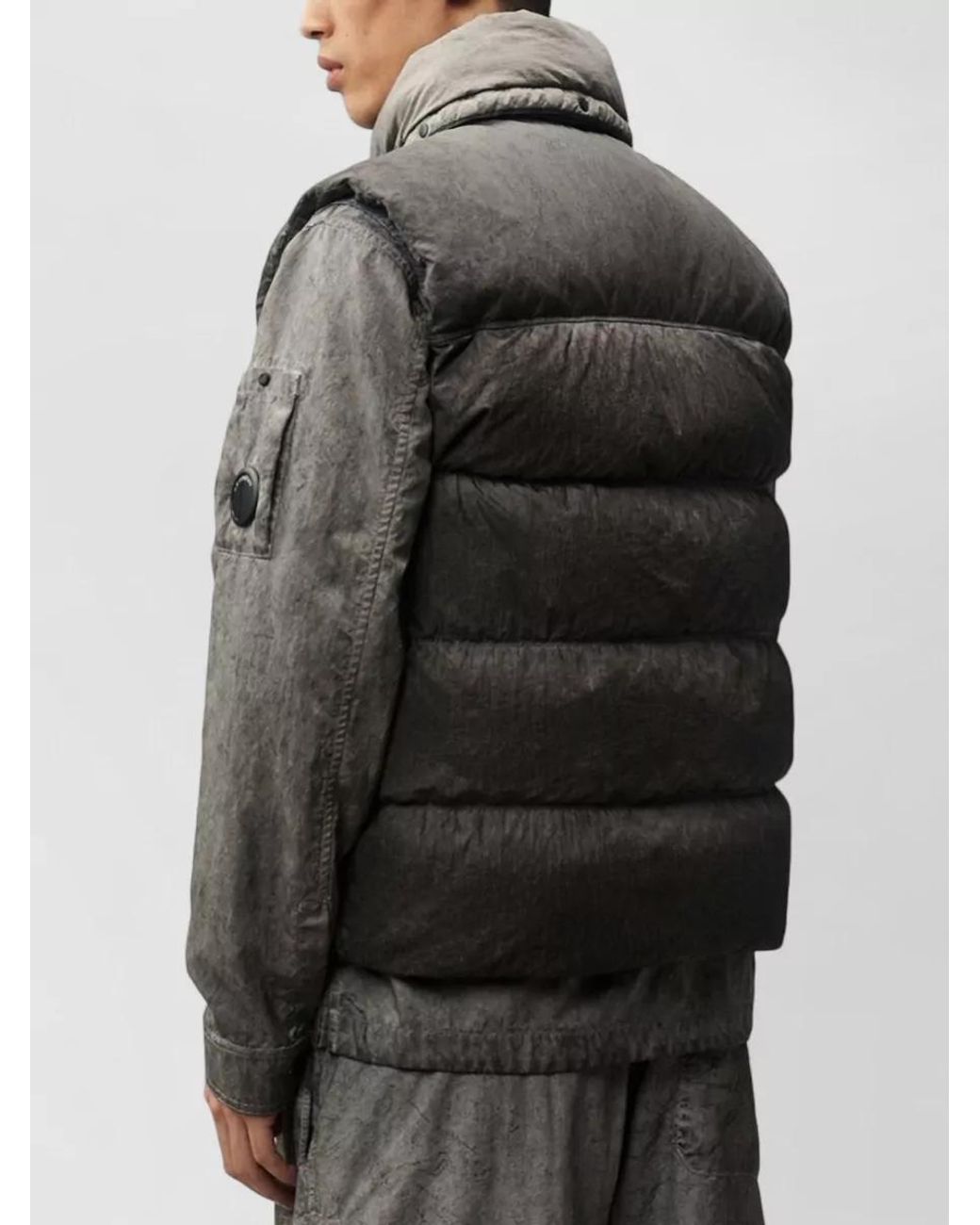 C P Company Black Nylon Hooded Padded Gilet for men
