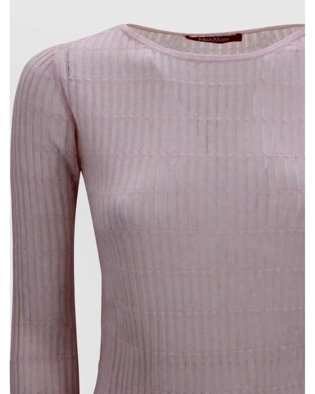 Max Mara Purple Wool Silk Slim-Fit Ribbed Sweater