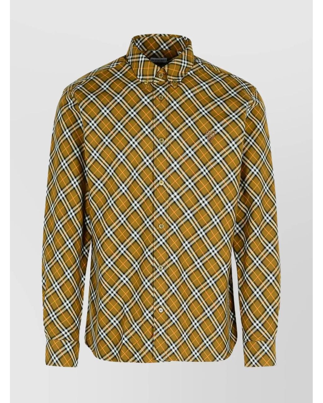 Burberry Orange Checked Shirt for men