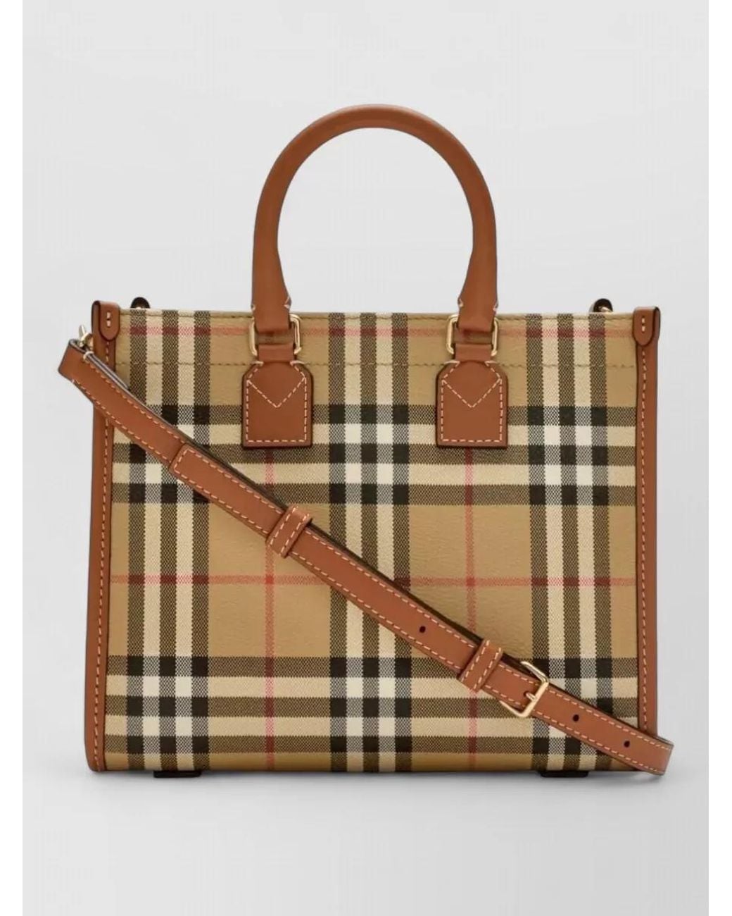 Burberry Brown Freya Mini Coated Cotton Blend Tote Bag