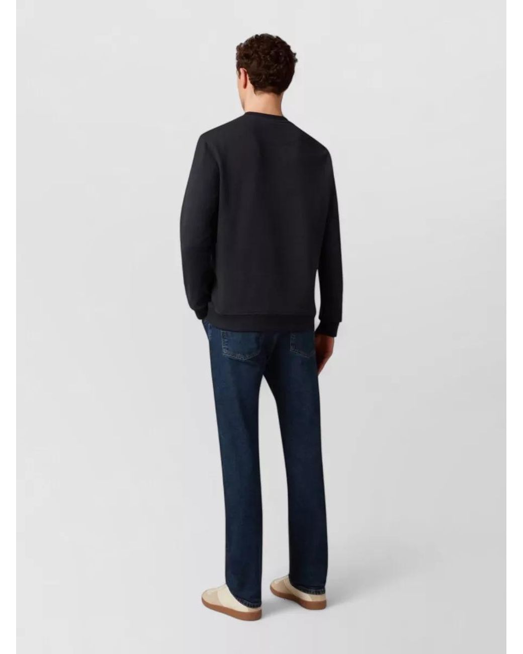 Belstaff Blue Cotton Ribbed Crew-Neck Sweatshirt for men