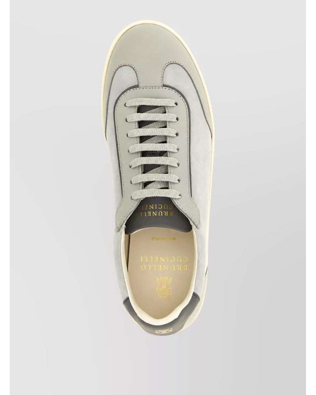 Brunello Cucinelli White Leather And Suede Sneakers for men