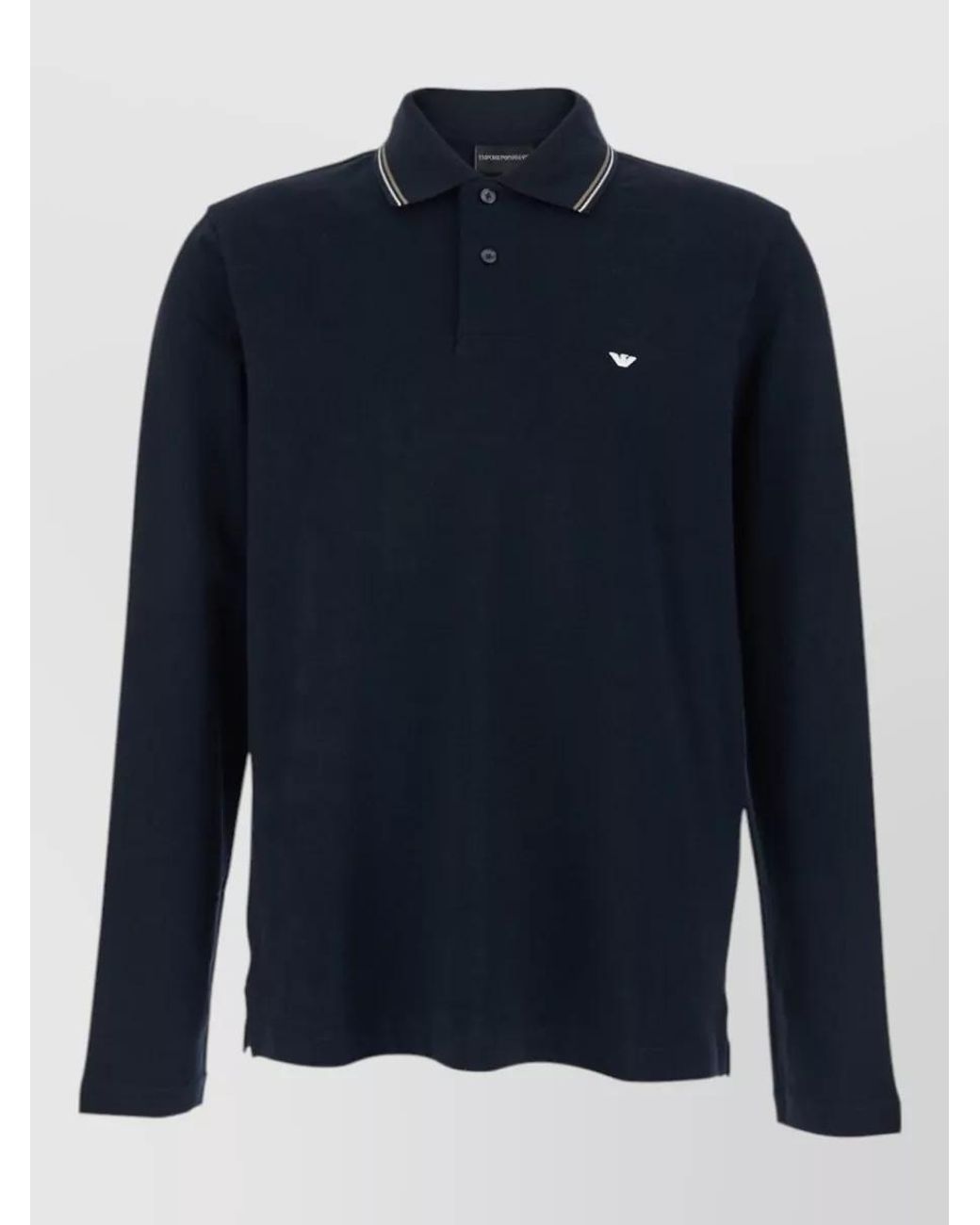 Emporio Armani Blue Long-Sleeve Polo Shirt for men