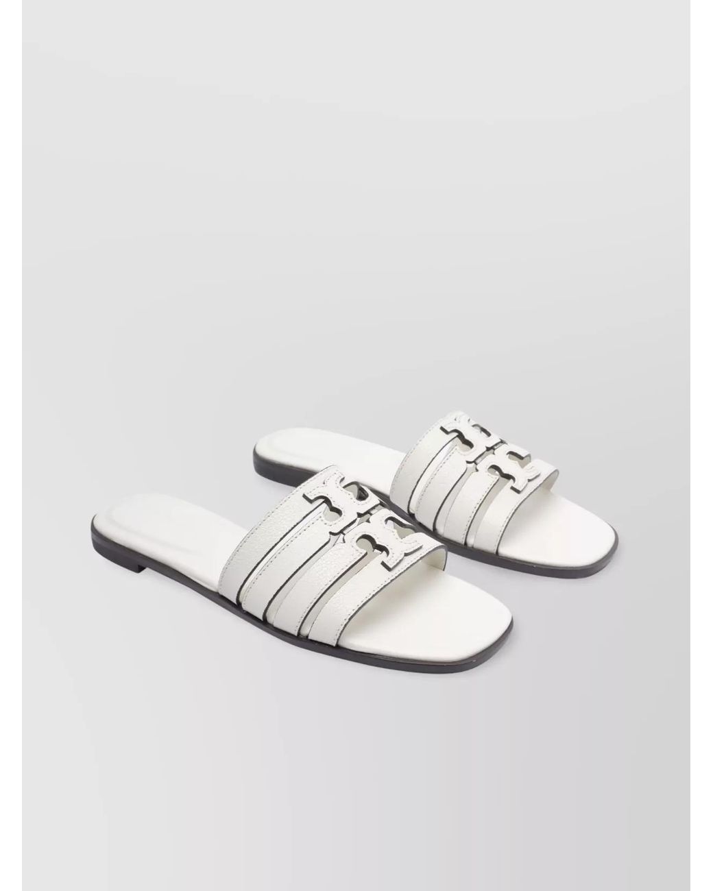 Tory Burch White Leather Slider Sandals