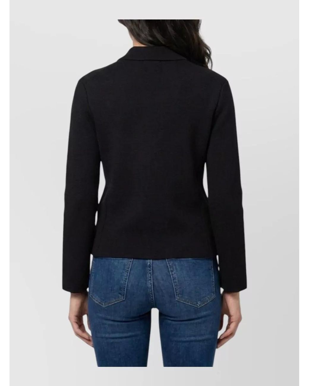 Saint Laurent Black Cropped Wool Polo Cardigan